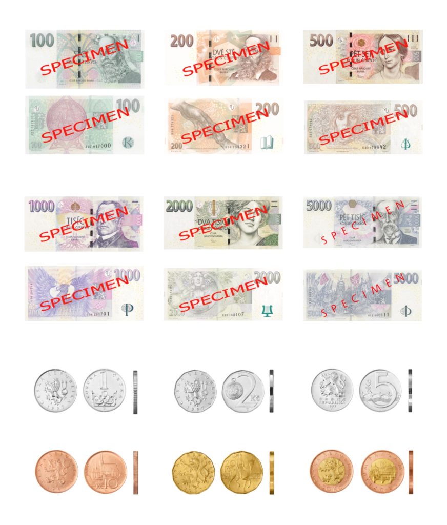 czech crown banknotes coins